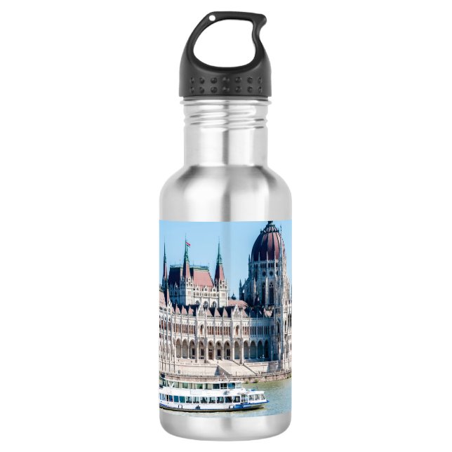 Hungarian Parliament Building in Budapest city Stainless Steel Water Bottle (Front)