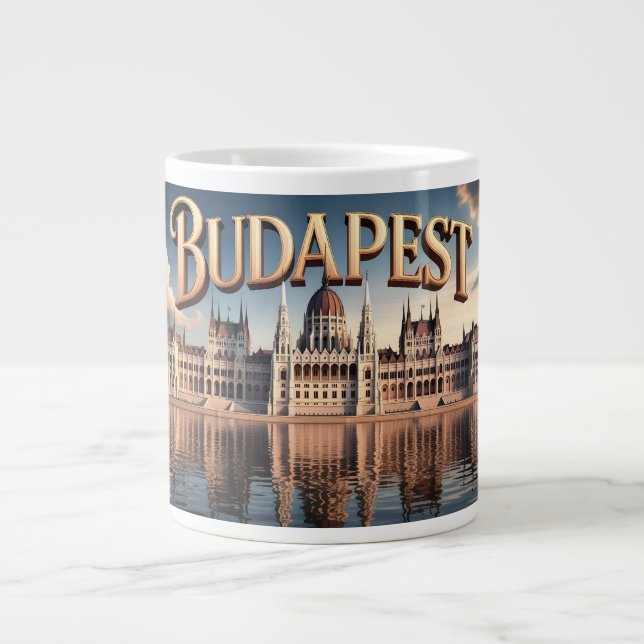Hungarian Parliament Building in Budapest Giant Coffee Mug (Front)
