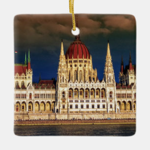 Hungarian Parliament Building in Budapest, Hungary Ceramic Ornament