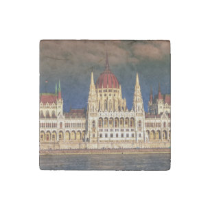 Hungarian Parliament Building in Budapest, Hungary Stone Magnet