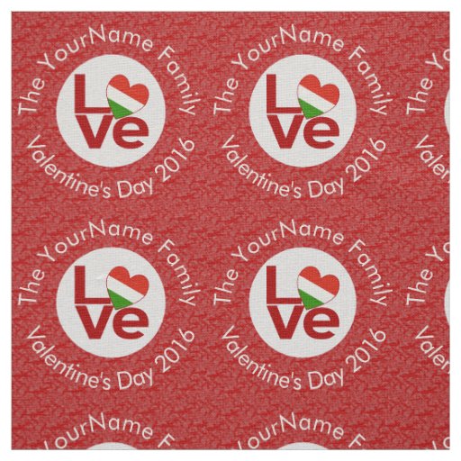 Hungarian Red Letter LOVE Flag Personalized  Fabric
