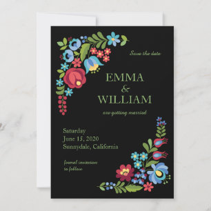 Hungarian Red Rose Wedding Flat Save The Date Card