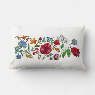 Hungarian Rhapsody #2 Folk Embroidery Lumbar Pillow