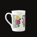 Hungarian rustic  flowers bone china mug