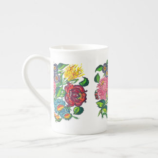 Hungarian rustic flowers bone china mug