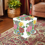 Hungarian rustic  -kalocsai flowers pouf