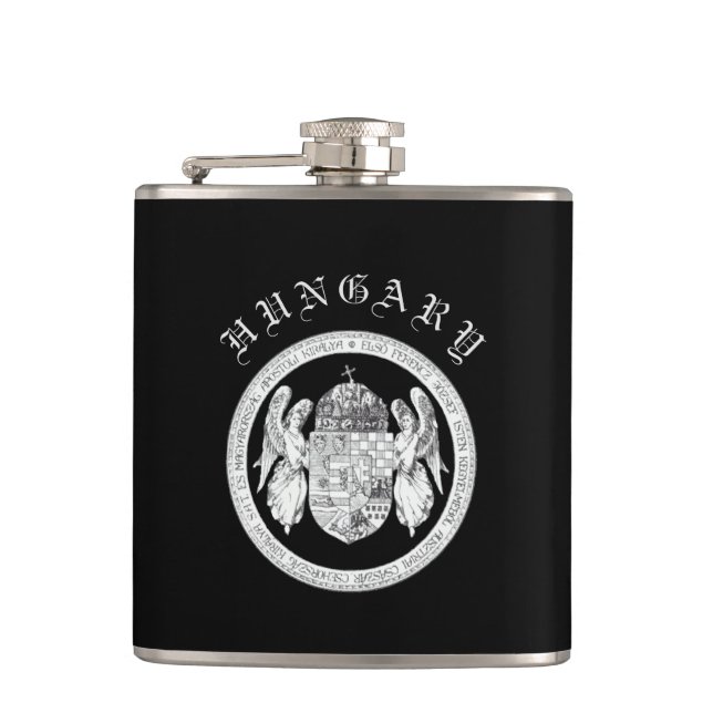 Hungarian Seal with Coat of Arms Hungary Gifts Flask (Front)