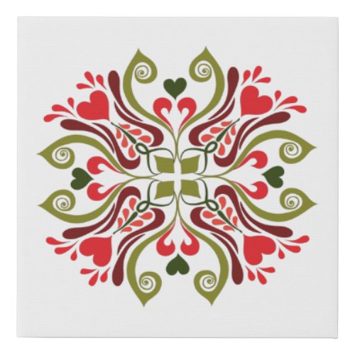 Hungarian Traditional Floral Motif Faux Canvas Print