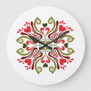 Hungarian Tulip Floral Motif Large Clock