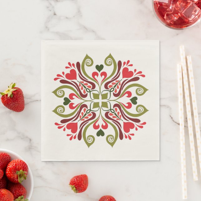 Hungarian Tulip Floral Motif Napkins (Insitu)