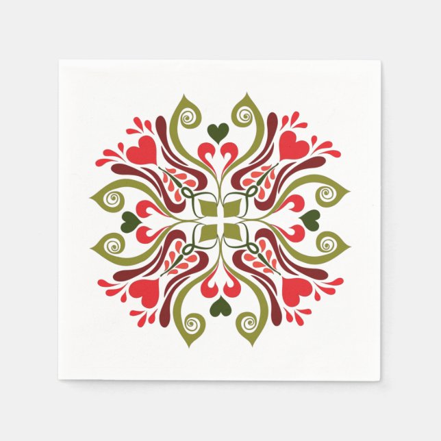 Hungarian Tulip Floral Motif Napkins (Front)