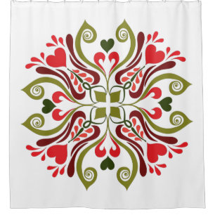 Hungarian Tulip Floral Motif Shower Curtain