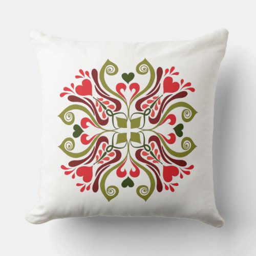 Hungarian Tulip Floral Motif Throw Pillow