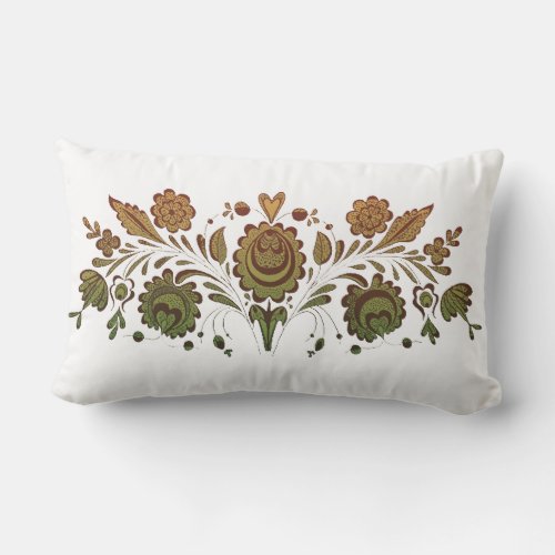 Hungarian Vintage Folkart Floral Lumbar Pillow