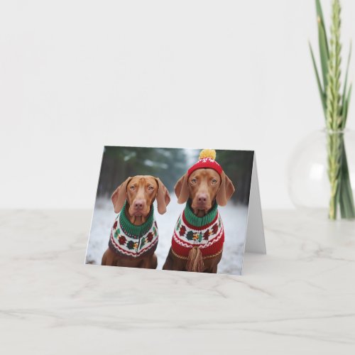 Hungarian Vizla Dogs Christmas Card