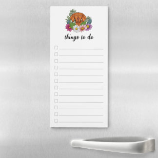 Hungarian Vizsla And Colorful Flowers To-Do List Magnetic Notepad