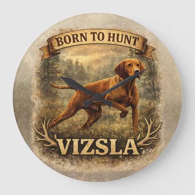 Hungarian Vizsla Art    Large Clock (Front)