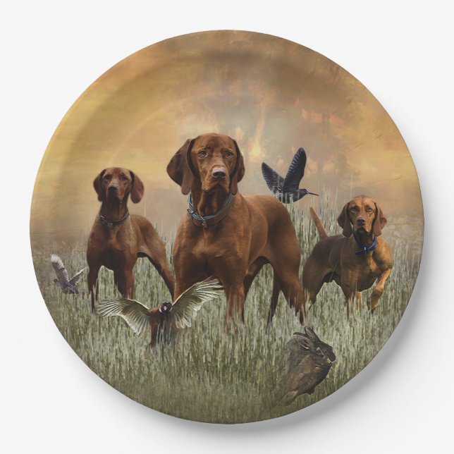 Hungarian Vizsla Art    Paper Plates (Front)