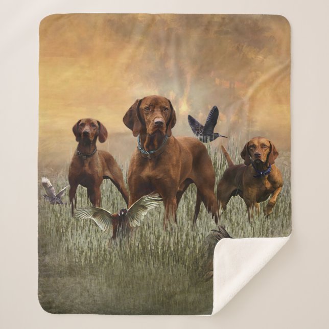 Hungarian Vizsla Art   Sherpa Blanket (Front)