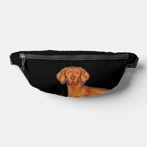 Hungarian Vizsla Cartoon Pointer Dog Head Black Fanny Pack