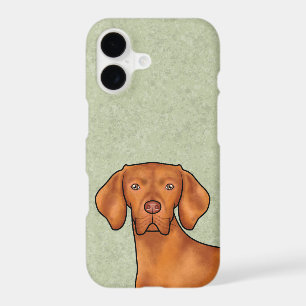 Hungarian Vizsla Cartoon Pointer Dog Head Green iPhone 17 Case