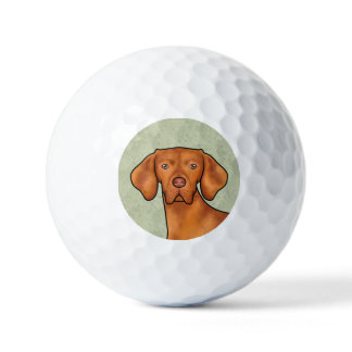 Hungarian Vizsla Cartoon Pointer Dog Head Green Golf Balls