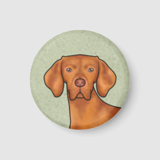 Hungarian Vizsla Cartoon Pointer Dog Head Green Magnet