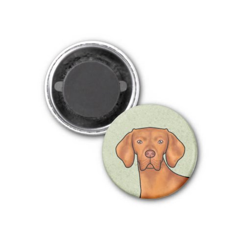 Hungarian Vizsla Cartoon Pointer Dog Head Green Magnet