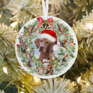 Hungarian Vizsla Christmas wreath Metal Ornament