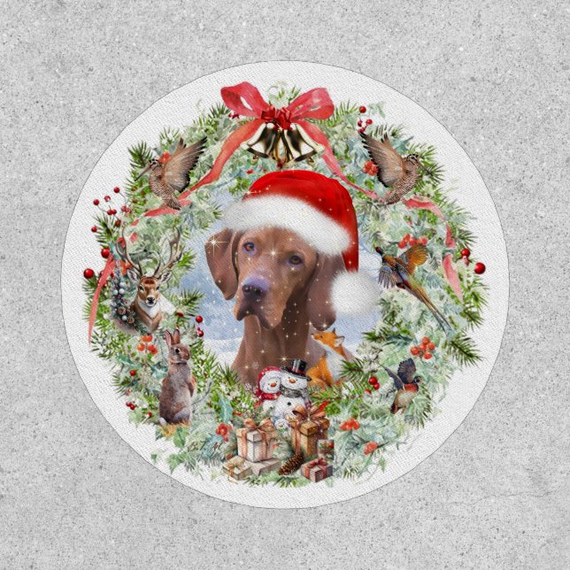 Hungarian Vizsla Christmas wreath Patch (Front)