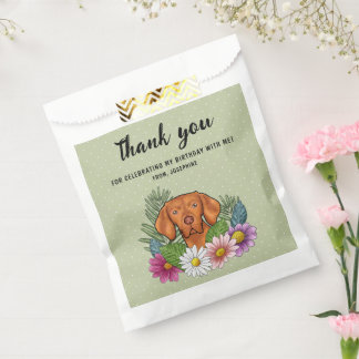 Hungarian Vizsla Colorful Flowers Birthday Thanks Favor Bag