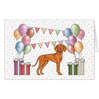 Hungarian Vizsla Colorful Pastel Happy Birthday Card