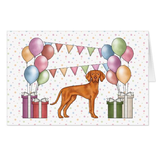 Hungarian Vizsla Colorful Pastel Happy Birthday Card