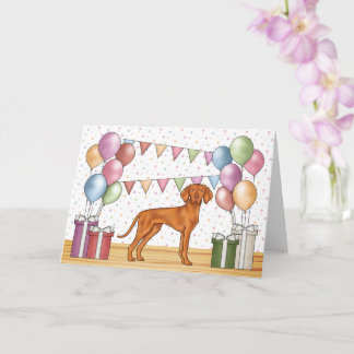 Hungarian Vizsla Colorful Pastel Happy Birthday Card