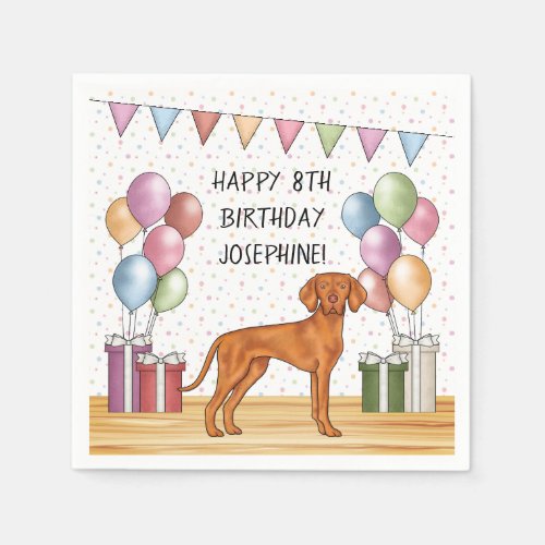 Hungarian Vizsla Colorful Pastel Happy Birthday Napkins