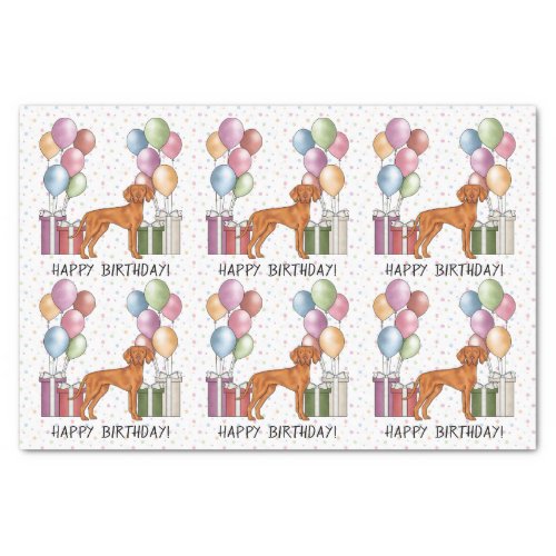 Hungarian Vizsla Colorful Pastel Happy Birthday Tissue Paper