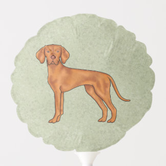 Hungarian Vizsla Cute Cartoon Pointer Dog Green Balloon