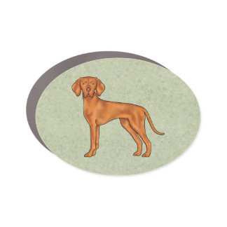 Hungarian Vizsla Cute Cartoon Pointer Dog Green Car Magnet