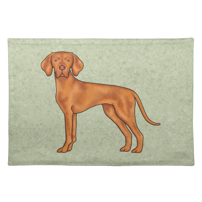 Hungarian Vizsla Cute Cartoon Pointer Dog Green Cloth Placemat (Front)