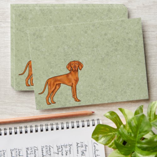 Hungarian Vizsla Cute Cartoon Pointer Dog Green Envelope