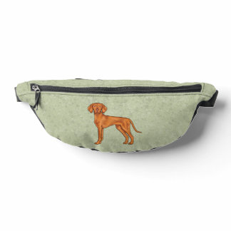 Hungarian Vizsla Cute Cartoon Pointer Dog Green Fanny Pack