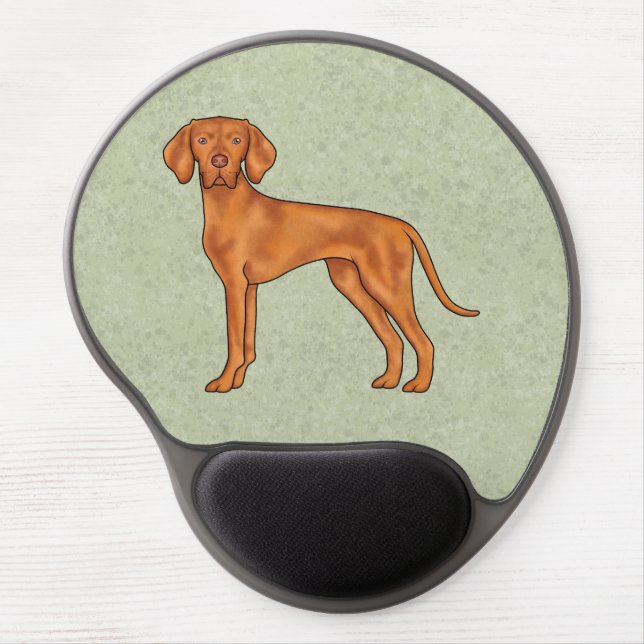 Hungarian Vizsla Cute Cartoon Pointer Dog Green Gel Mouse Pad (Front)