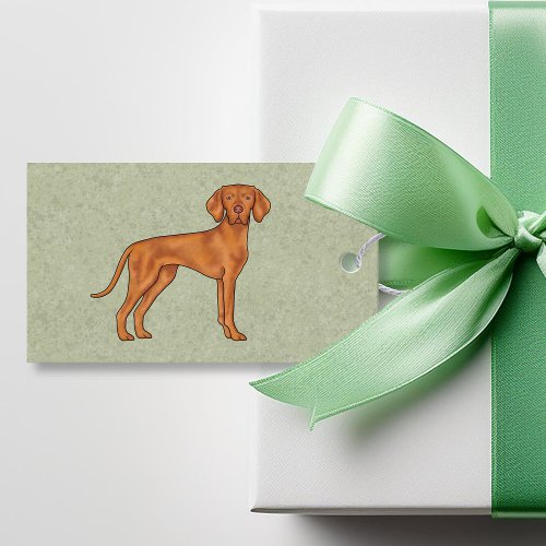 Hungarian Vizsla Cute Cartoon Pointer Dog Green Gift Tags