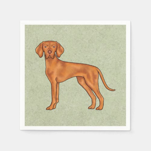 Hungarian Vizsla Cute Cartoon Pointer Dog Green Napkins