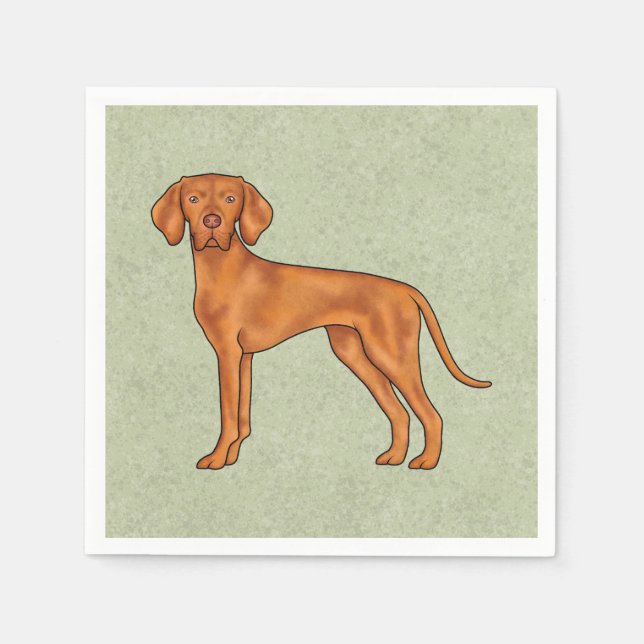 Hungarian Vizsla Cute Cartoon Pointer Dog Green Napkins (Front)