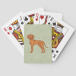 Hungarian Vizsla Cute Cartoon Pointer Dog Green Poker Cards