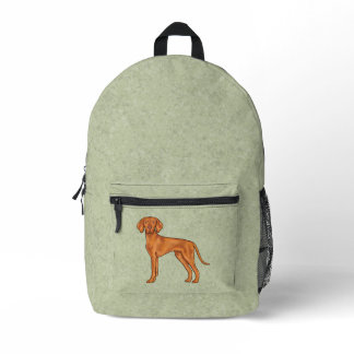 Hungarian Vizsla Cute Cartoon Pointer Dog Green Printed Backpack