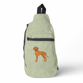 Hungarian Vizsla Cute Cartoon Pointer Dog Green Sling Bag