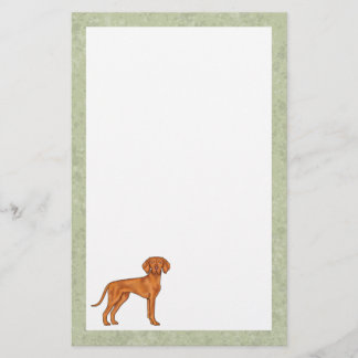 Hungarian Vizsla Cute Cartoon Pointer Dog Green Stationery