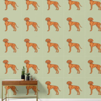 Hungarian Vizsla Cute Cartoon Pointer Dog Green Wallpaper